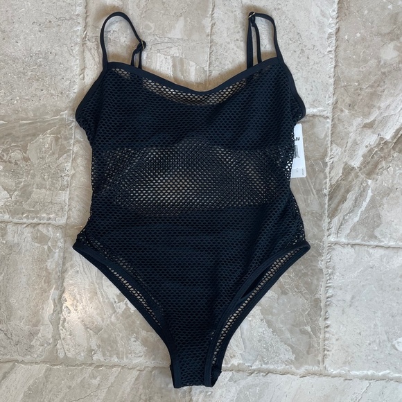 NWT L*Space Black Mesh Madness One Piece Swimsuit (Size 8) - Picture 2 of 9